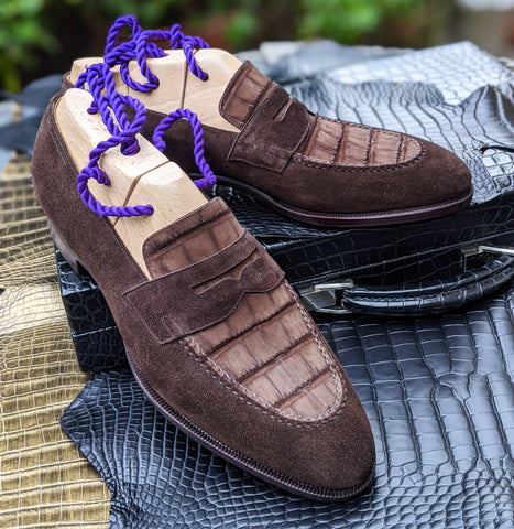 Ascot Sinatra - Brown Suede & Brown Nubuck Alligator