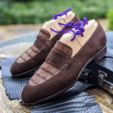 Ascot Sinatra - Brown Suede & Brown Nubuck Alligator - Ascot Shoes