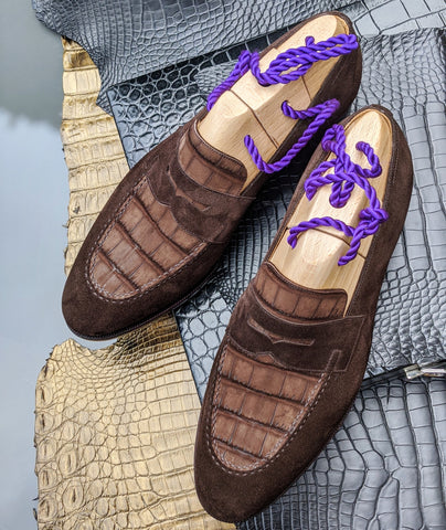 Ascot Sinatra - Brown Suede & Brown Nubuck Alligator