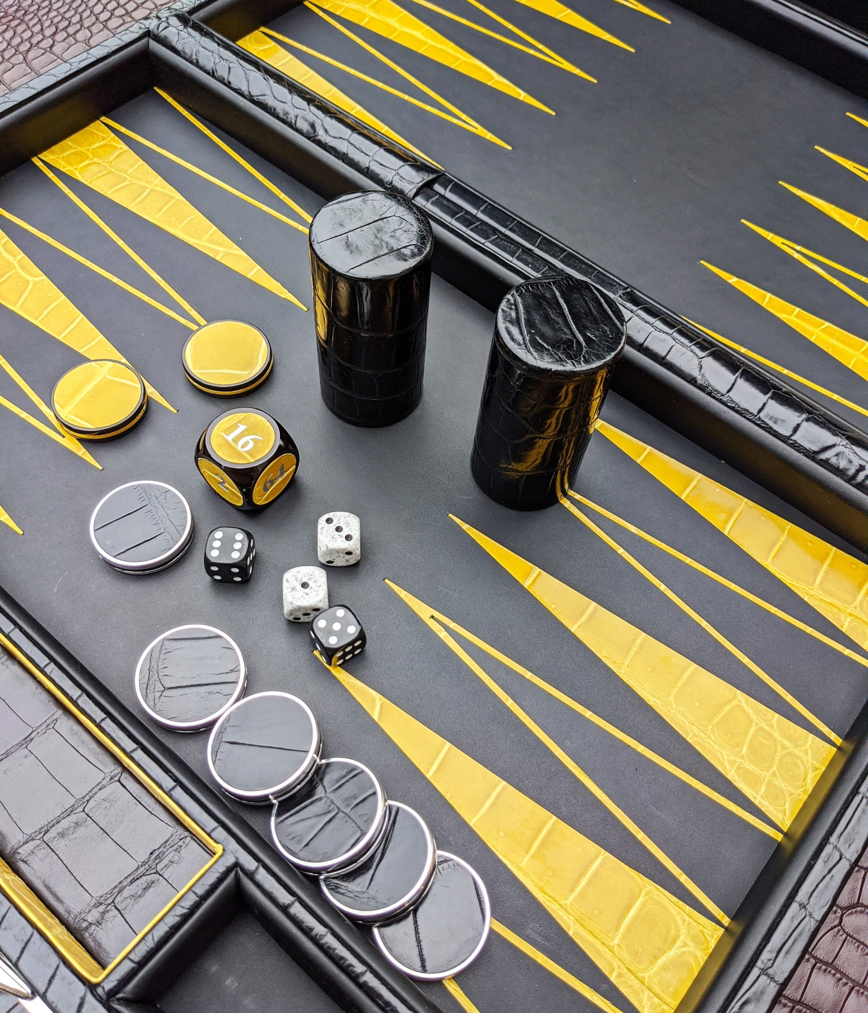 Backgammon Set - Black Crocodile - Ascot Shoes
