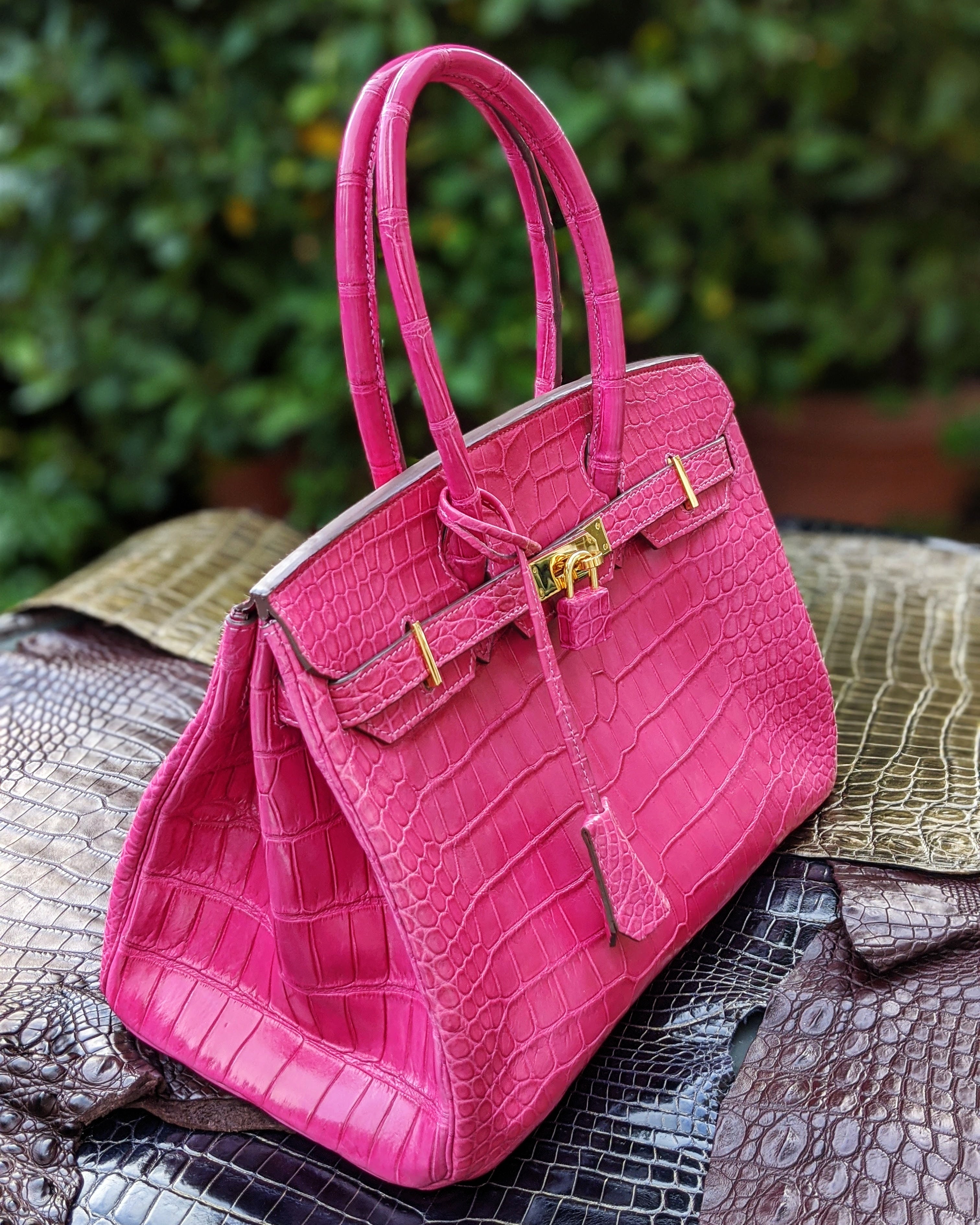 Birkin Travel Bag - Pink Crocodile - Ascot Shoes