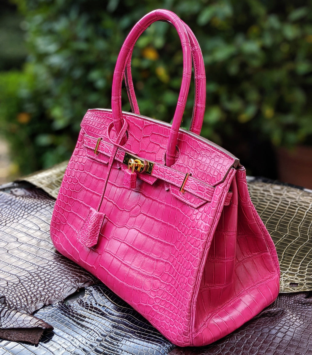 Birkin Travel Bag - Pink Crocodile - Ascot Shoes