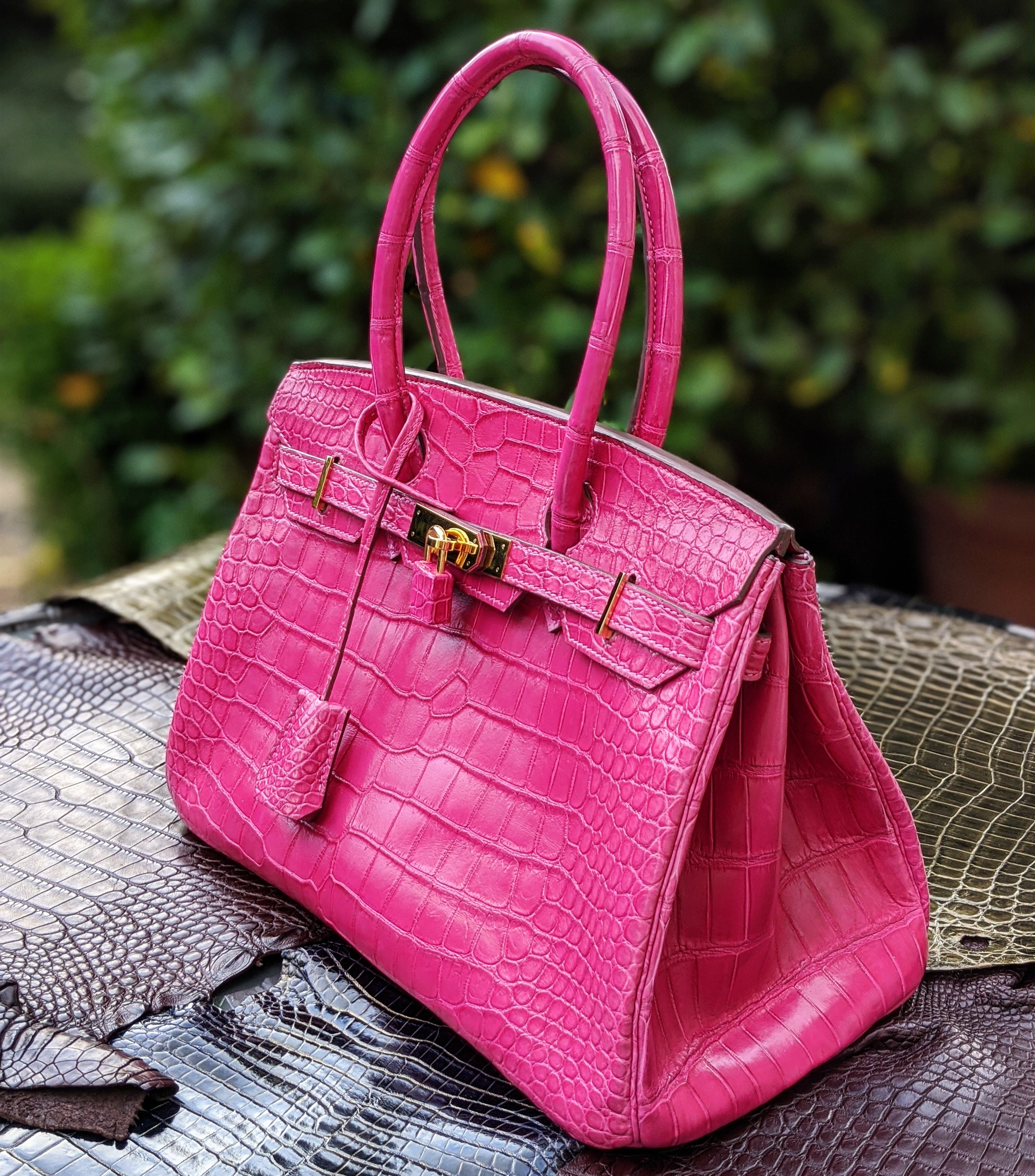 Birkin Travel Bag - Pink Crocodile - Ascot Shoes