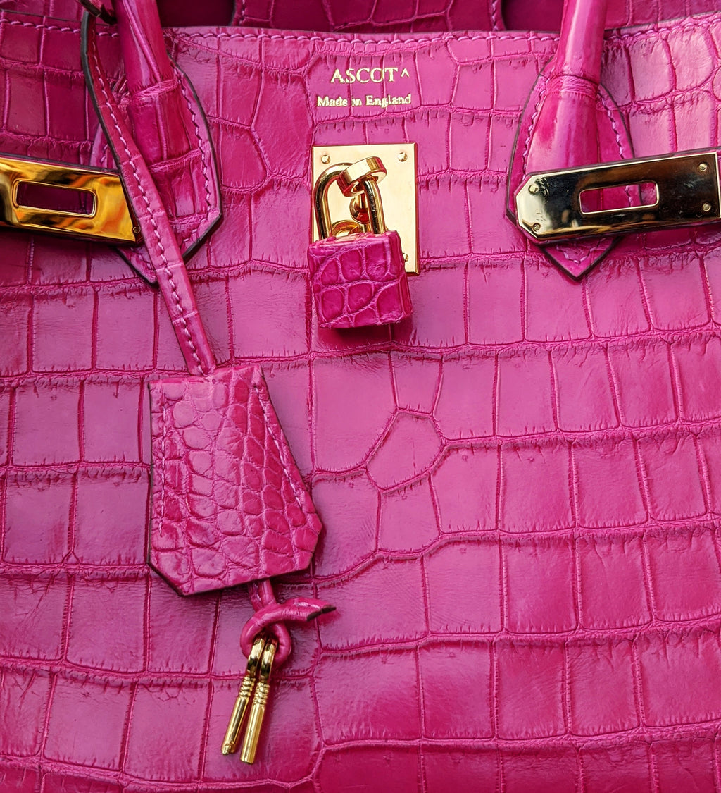 Birkin Travel Bag - Pink Crocodile - Ascot Shoes
