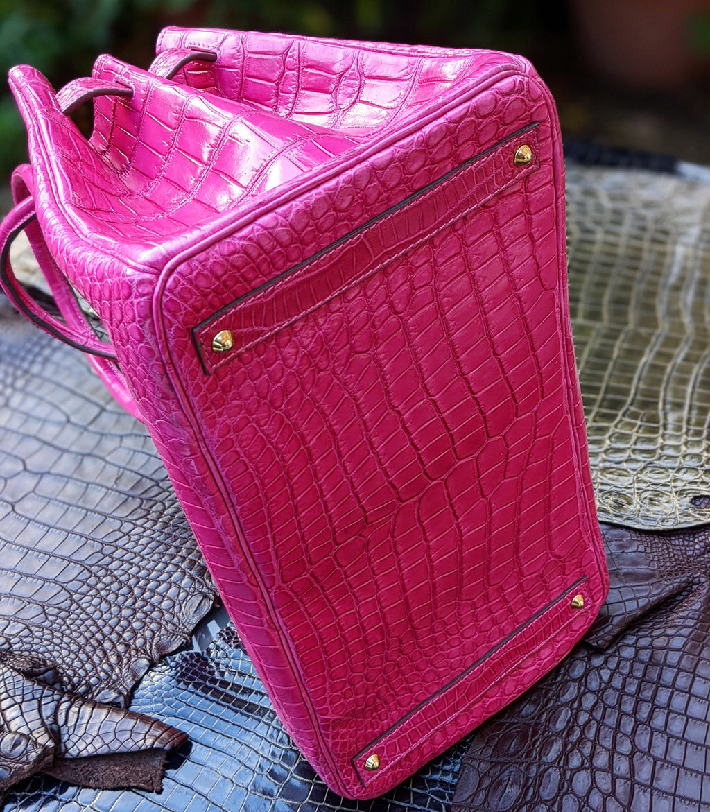 Birkin Travel Bag - Pink Crocodile - Ascot Shoes