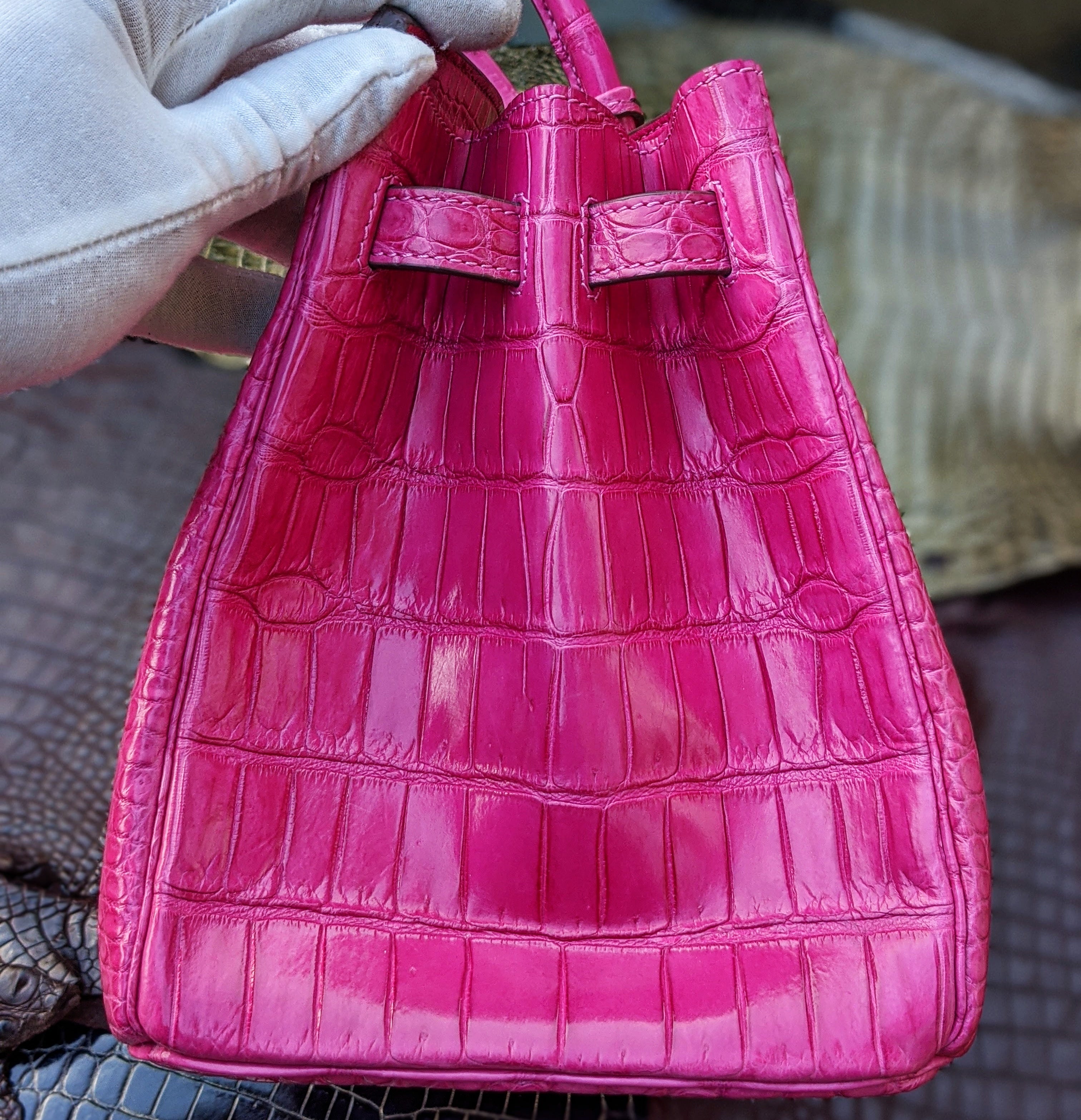 Birkin Travel Bag - Pink Crocodile - Ascot Shoes