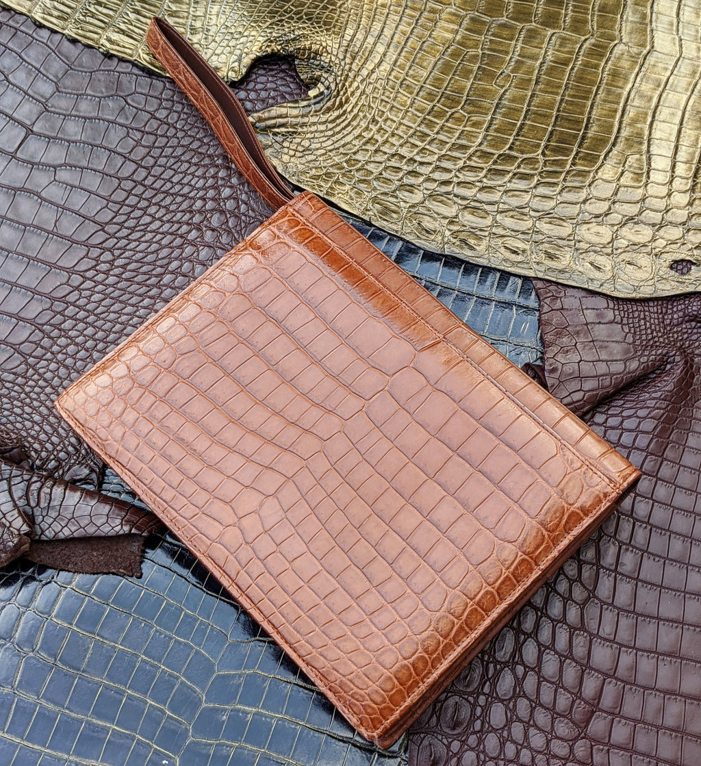 Pouch Bag - Cognac Alligator - Ascot Shoes