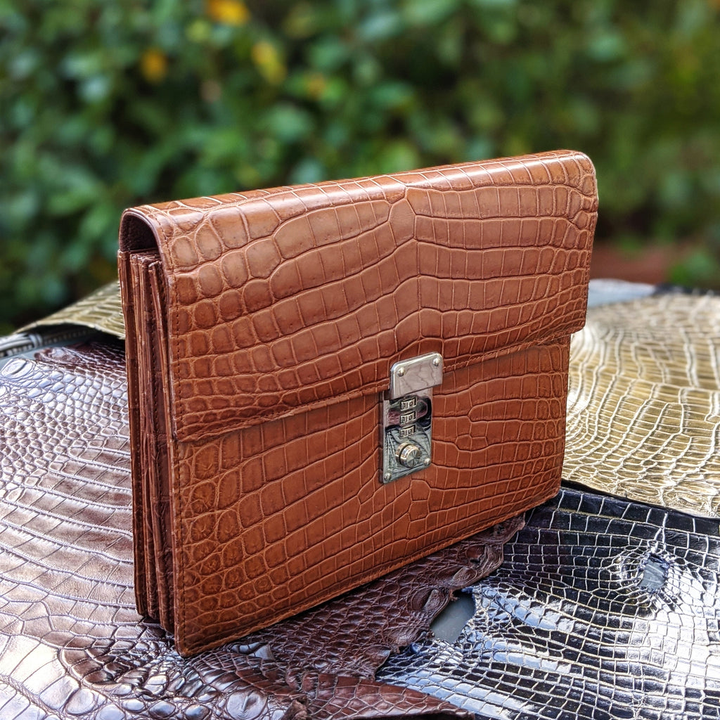 Pouch Bag - Cognac Alligator - Ascot Shoes