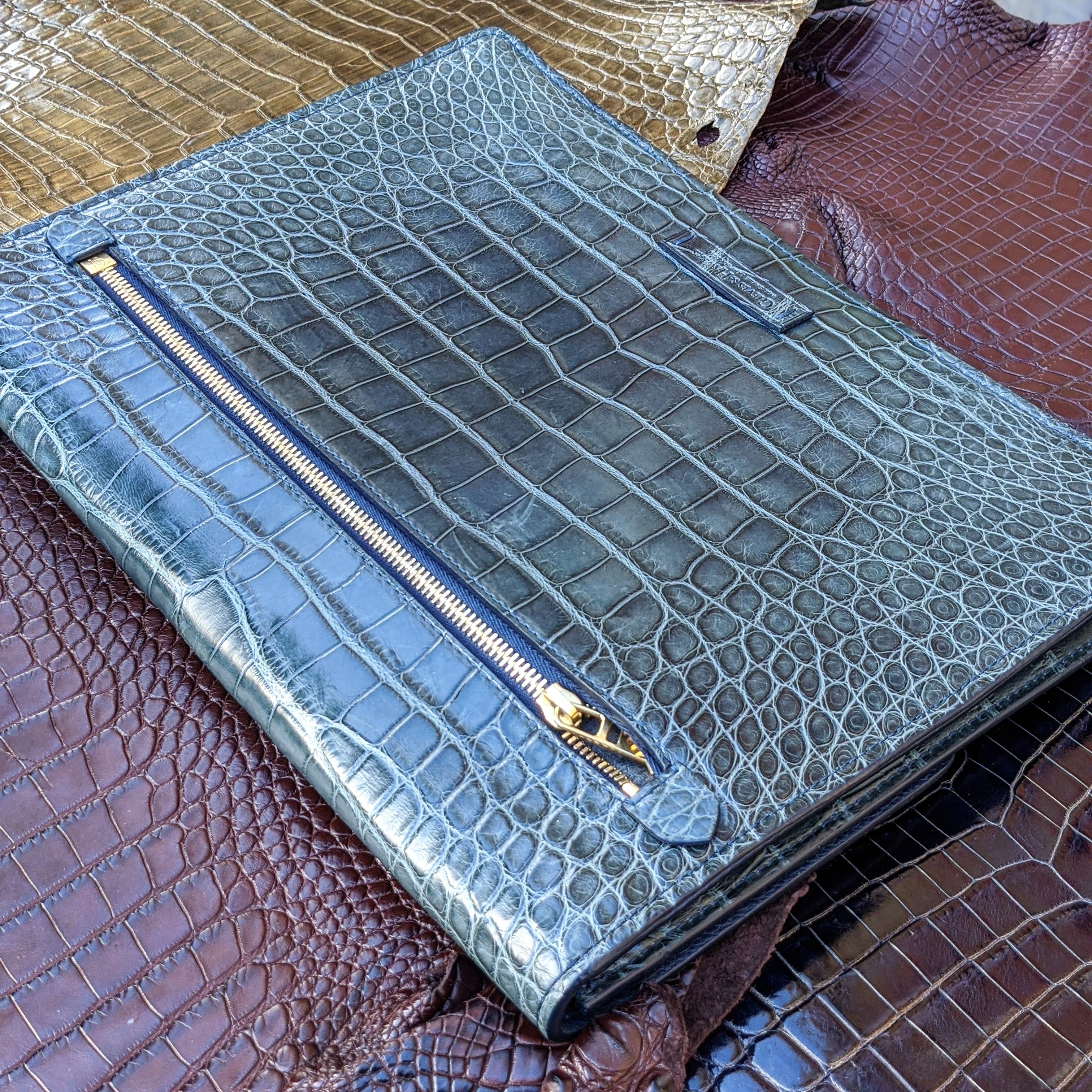 Folio Case - Green Crocodile - Ascot Shoes