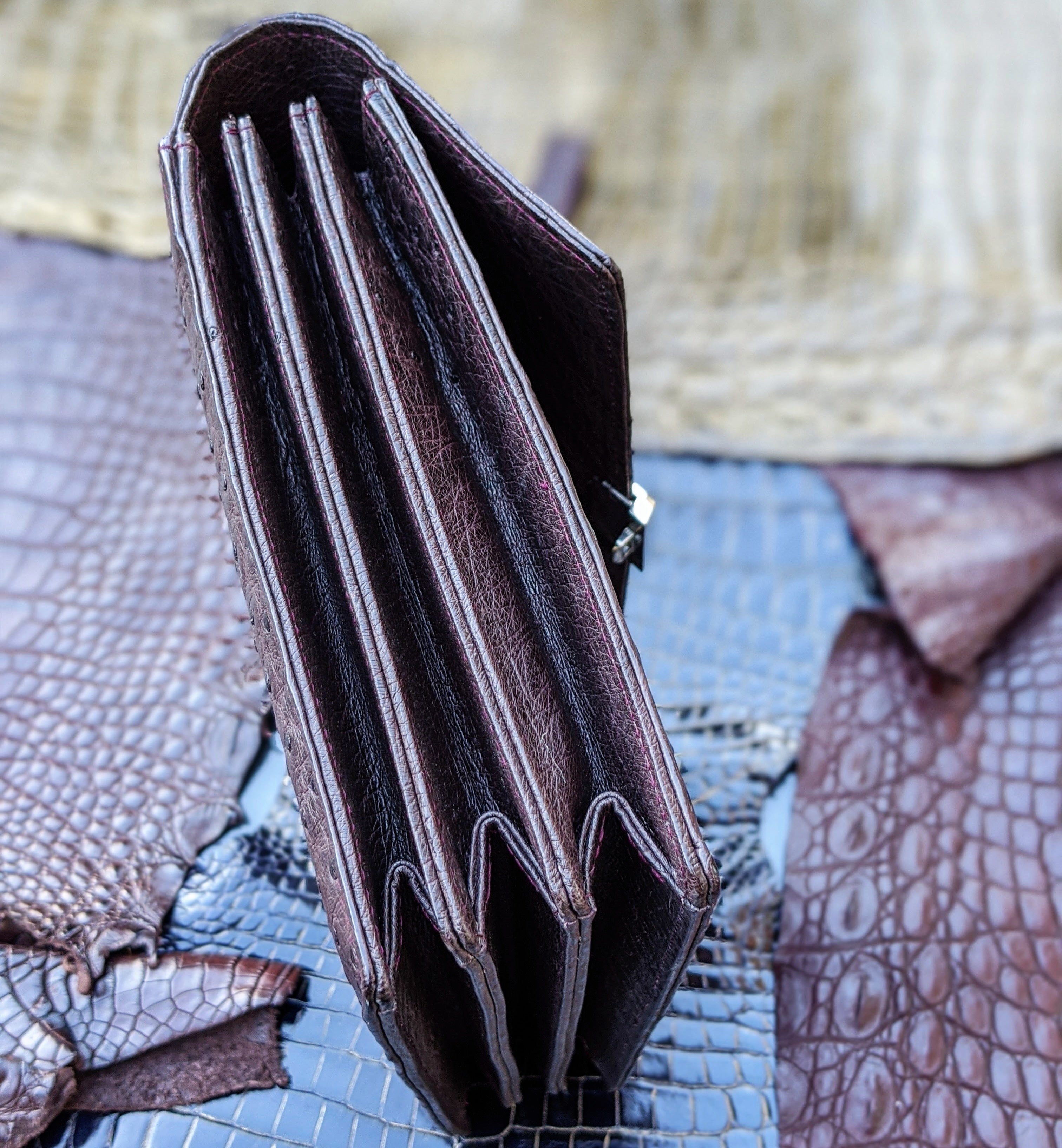 Pouch Case - Grey Ostrich - Ascot Shoes