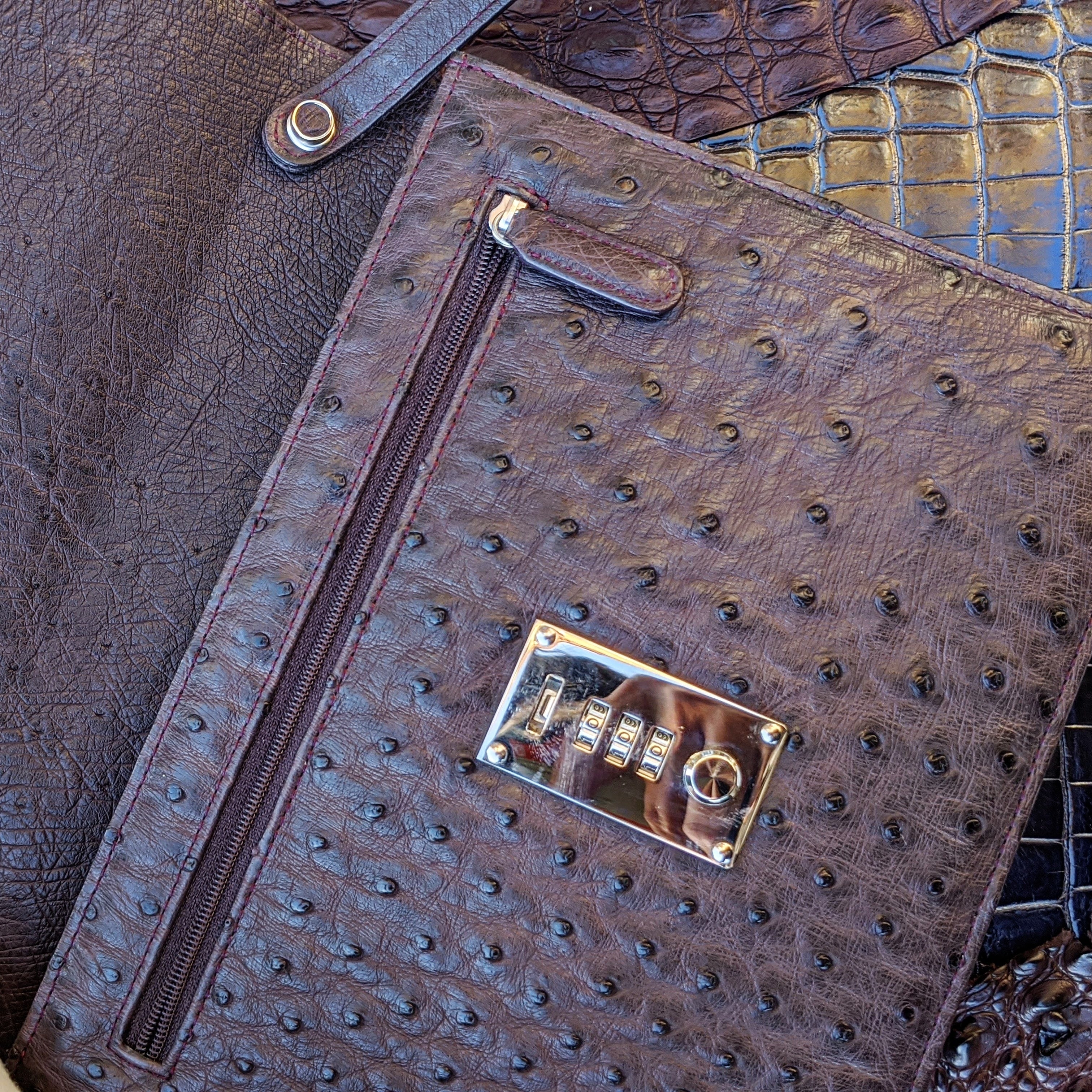Pouch Case - Grey Ostrich - Ascot Shoes