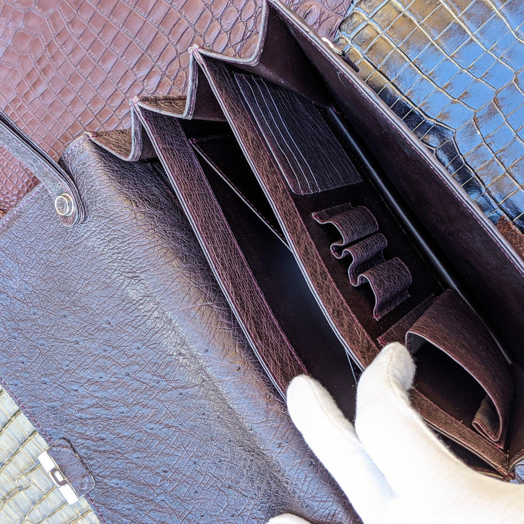 Pouch Case - Grey Ostrich - Ascot Shoes