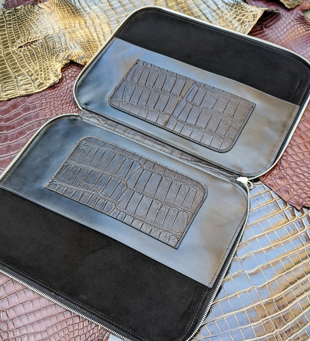 Laptop Case - Black Crocodile - Ascot Shoes