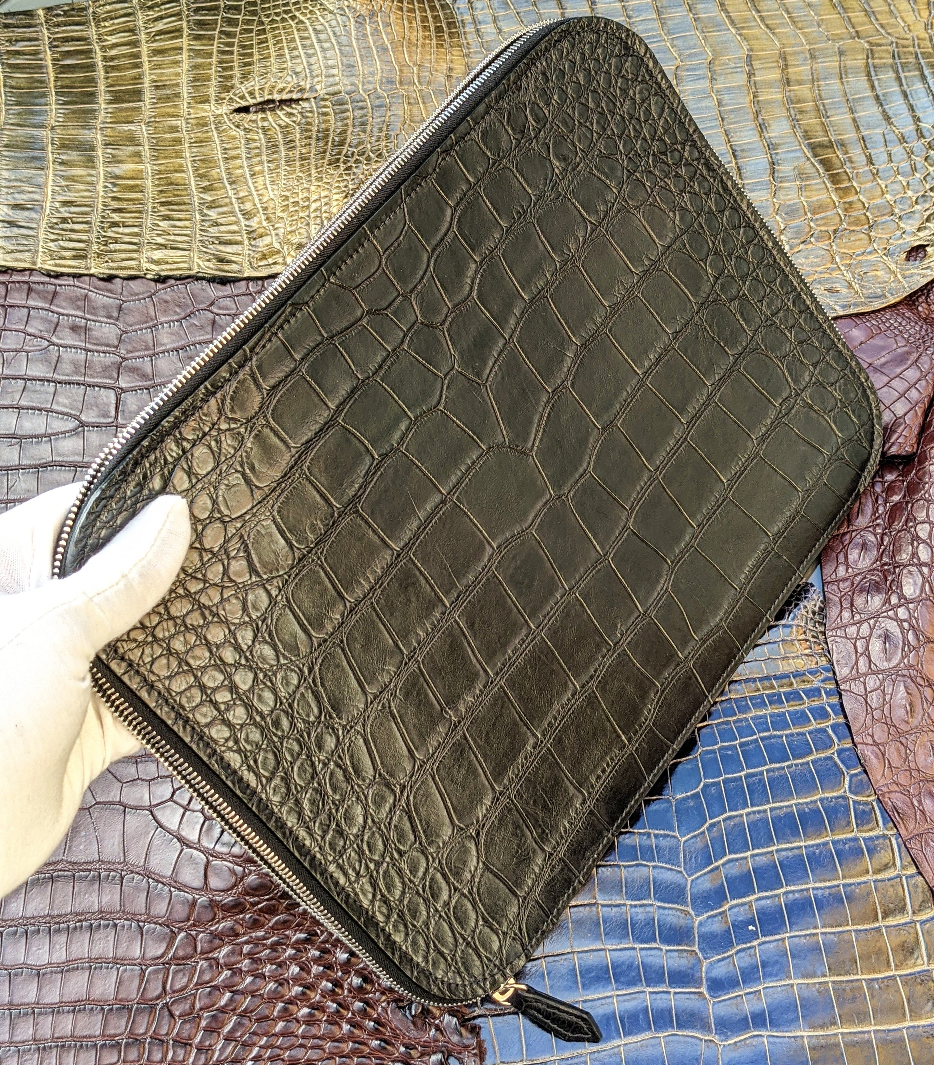 Laptop Case - Black Crocodile - Ascot Shoes
