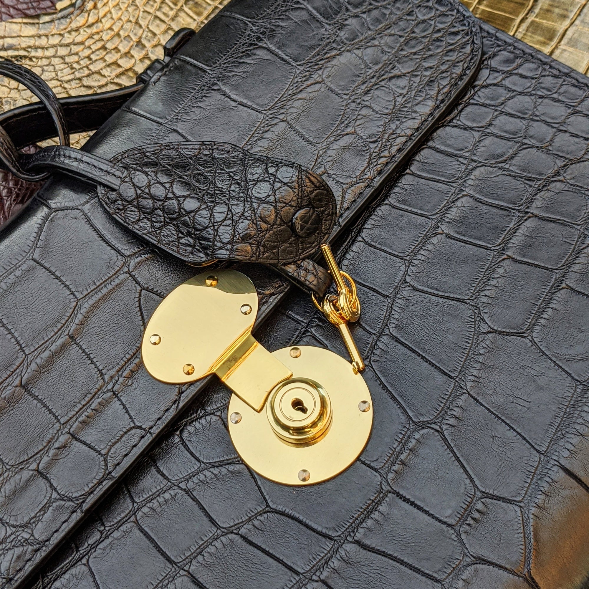 Folio Case - Black Crocodile - Ascot Shoes