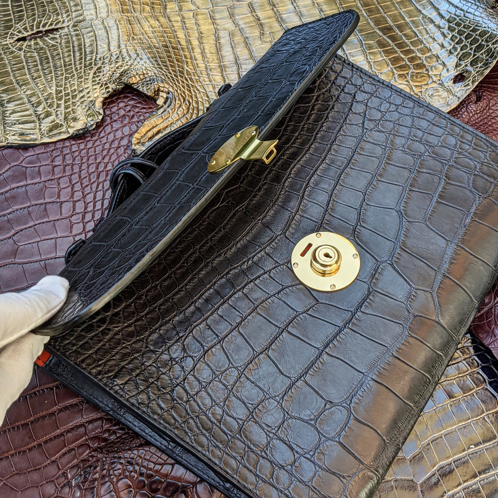 Folio Case - Black Crocodile - Ascot Shoes