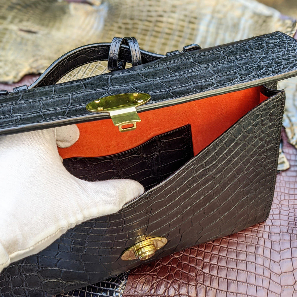 Folio Case - Black Crocodile - Ascot Shoes