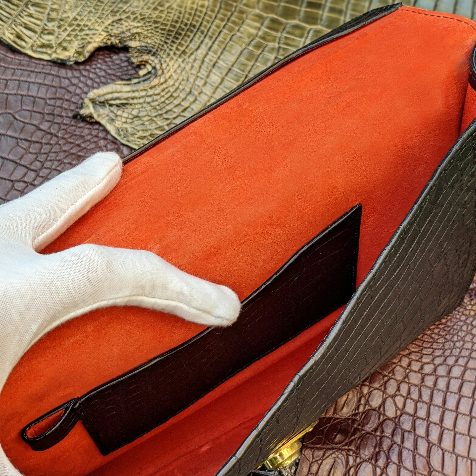 Folio Case - Black Crocodile - Ascot Shoes