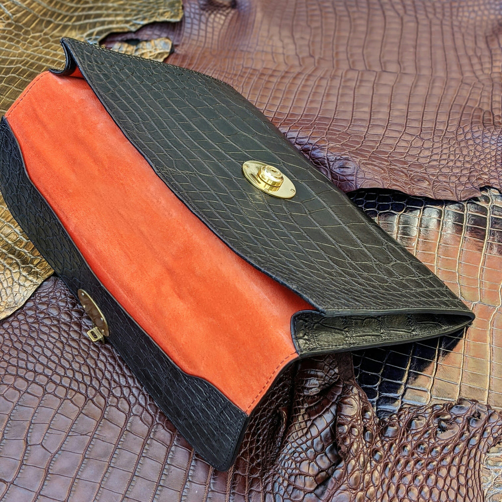 Folio Case - Black Crocodile - Ascot Shoes