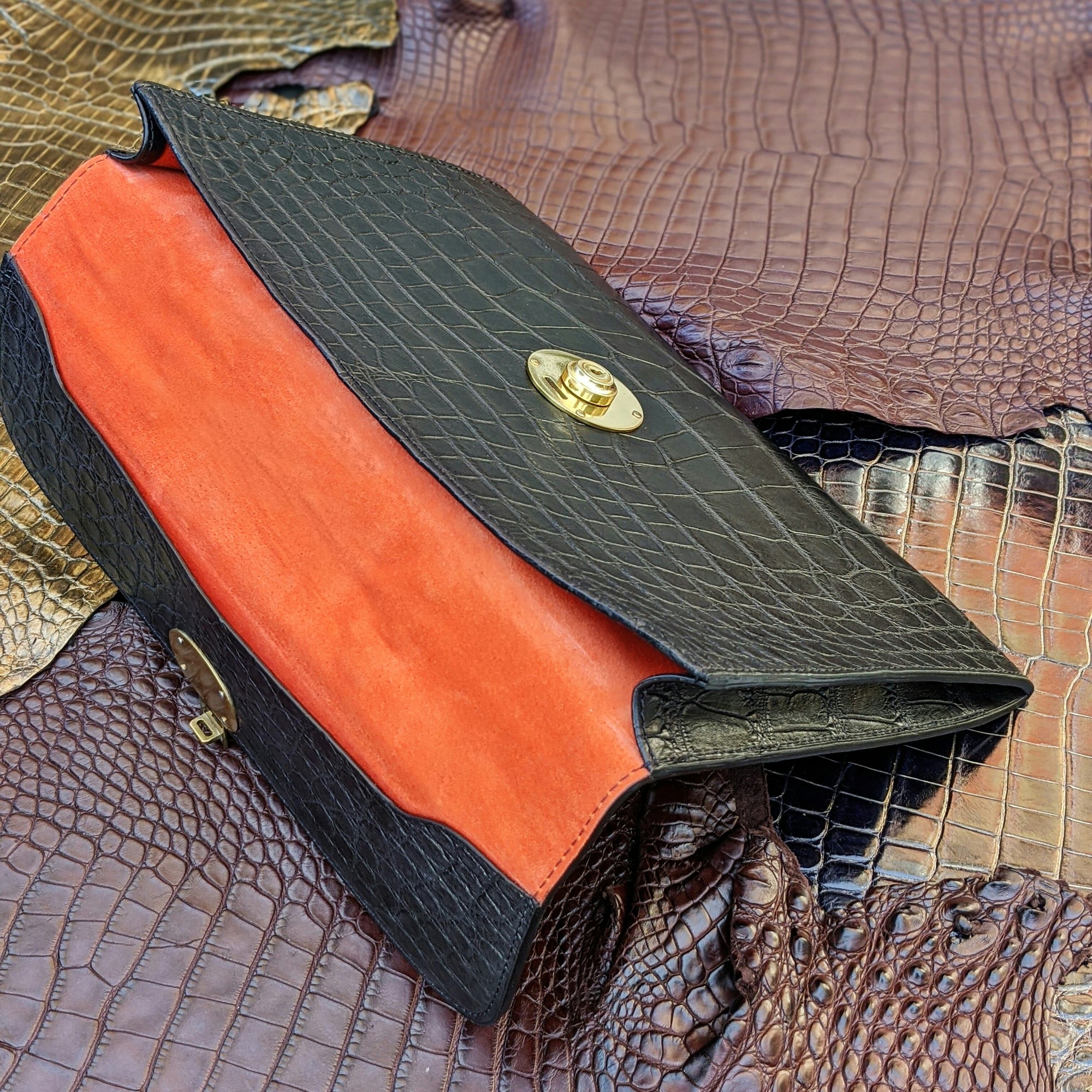 Folio Case - Black Crocodile - Ascot Shoes