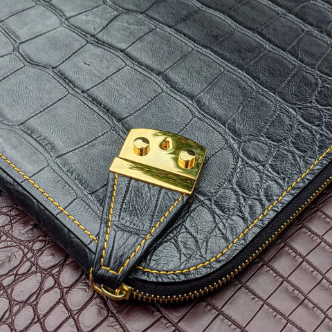 Laptop Case - Black Crocodile