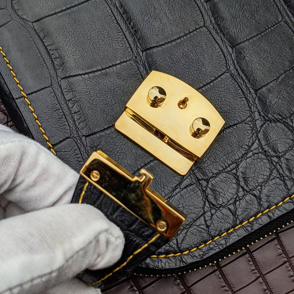 Laptop Case - Black Crocodile - Ascot Shoes
