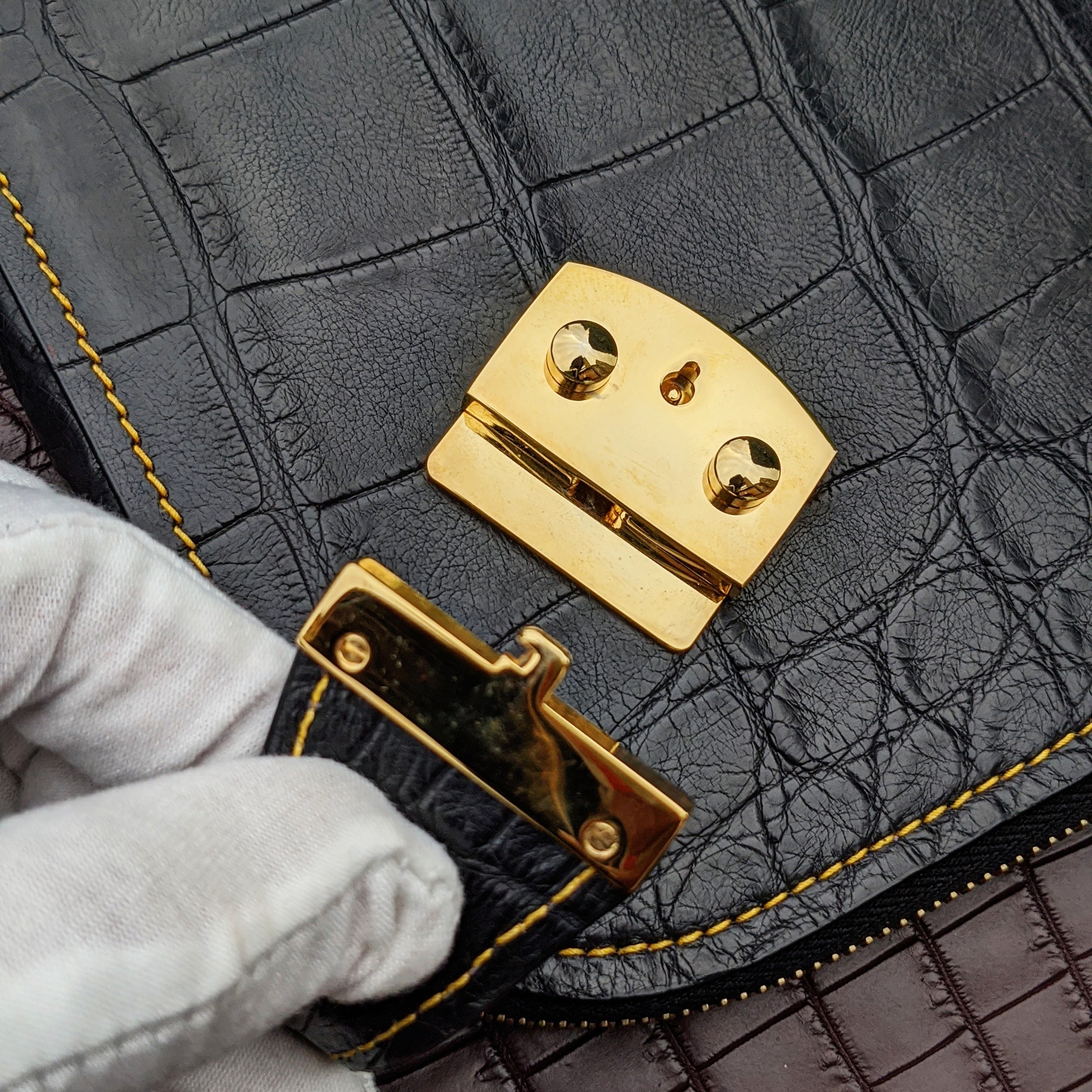 Laptop Case - Black Crocodile - Ascot Shoes