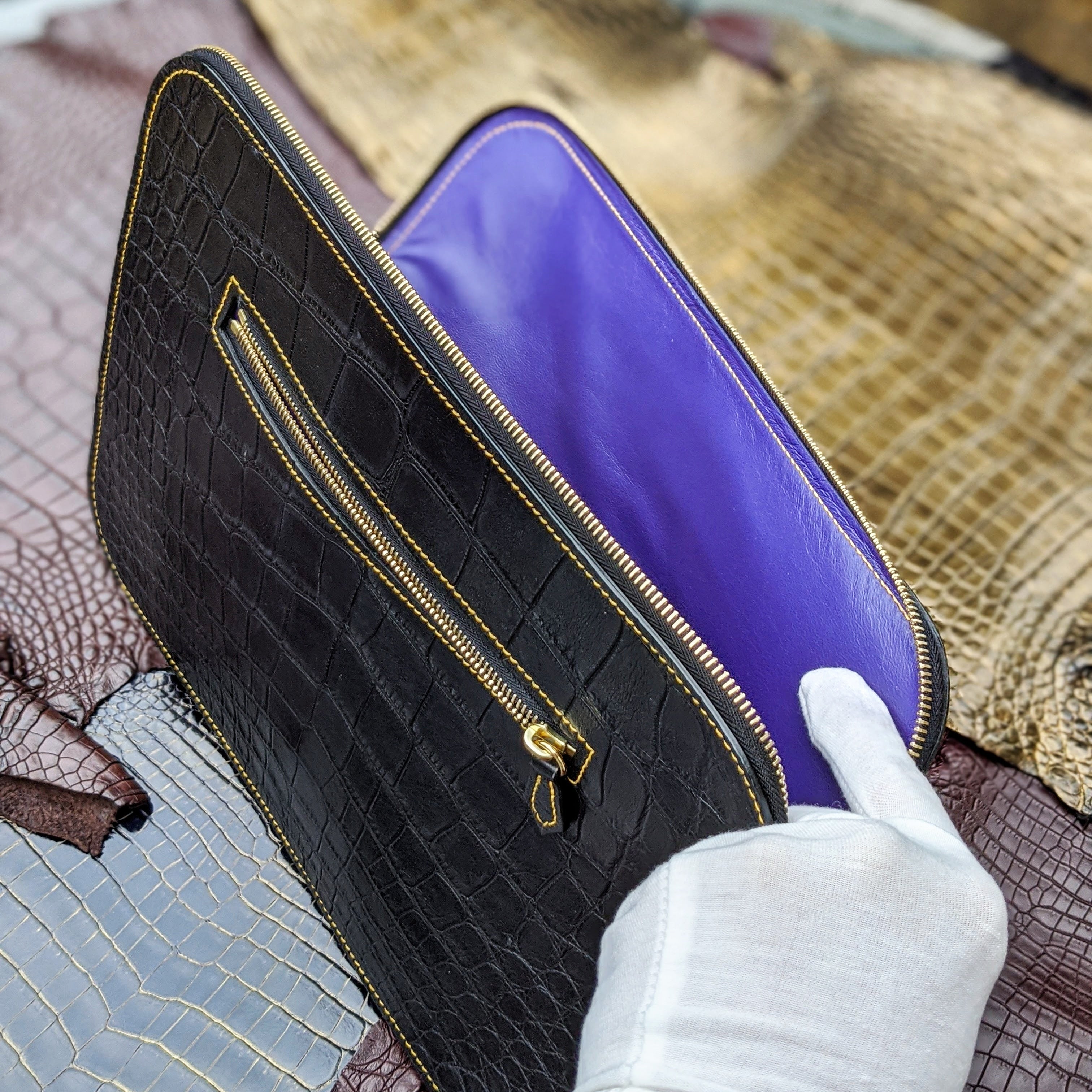 Laptop Case - Black Crocodile - Ascot Shoes