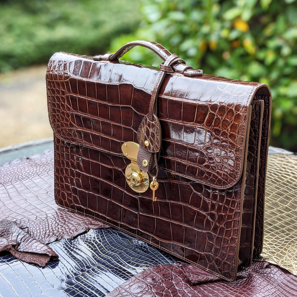 Briefcase - Bourbon Crocodile - Ascot Shoes