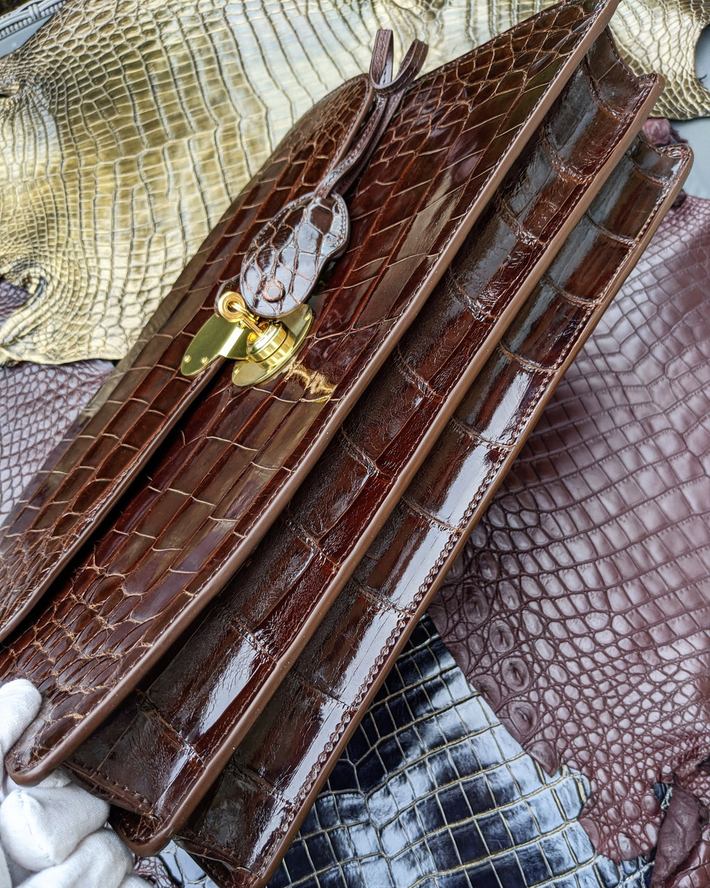Briefcase - Bourbon Crocodile - Ascot Shoes