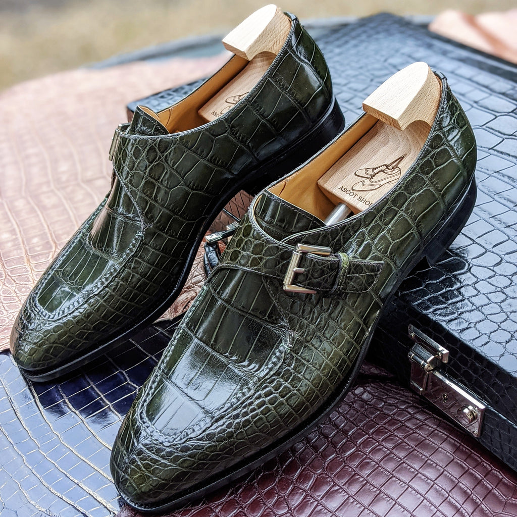 Ascot Andre - Olive Green Alligator - Ascot Shoes
