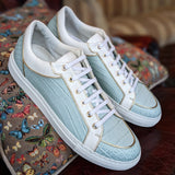 Ascot Sneakers - Light Blue Alligator - Ascot Shoes