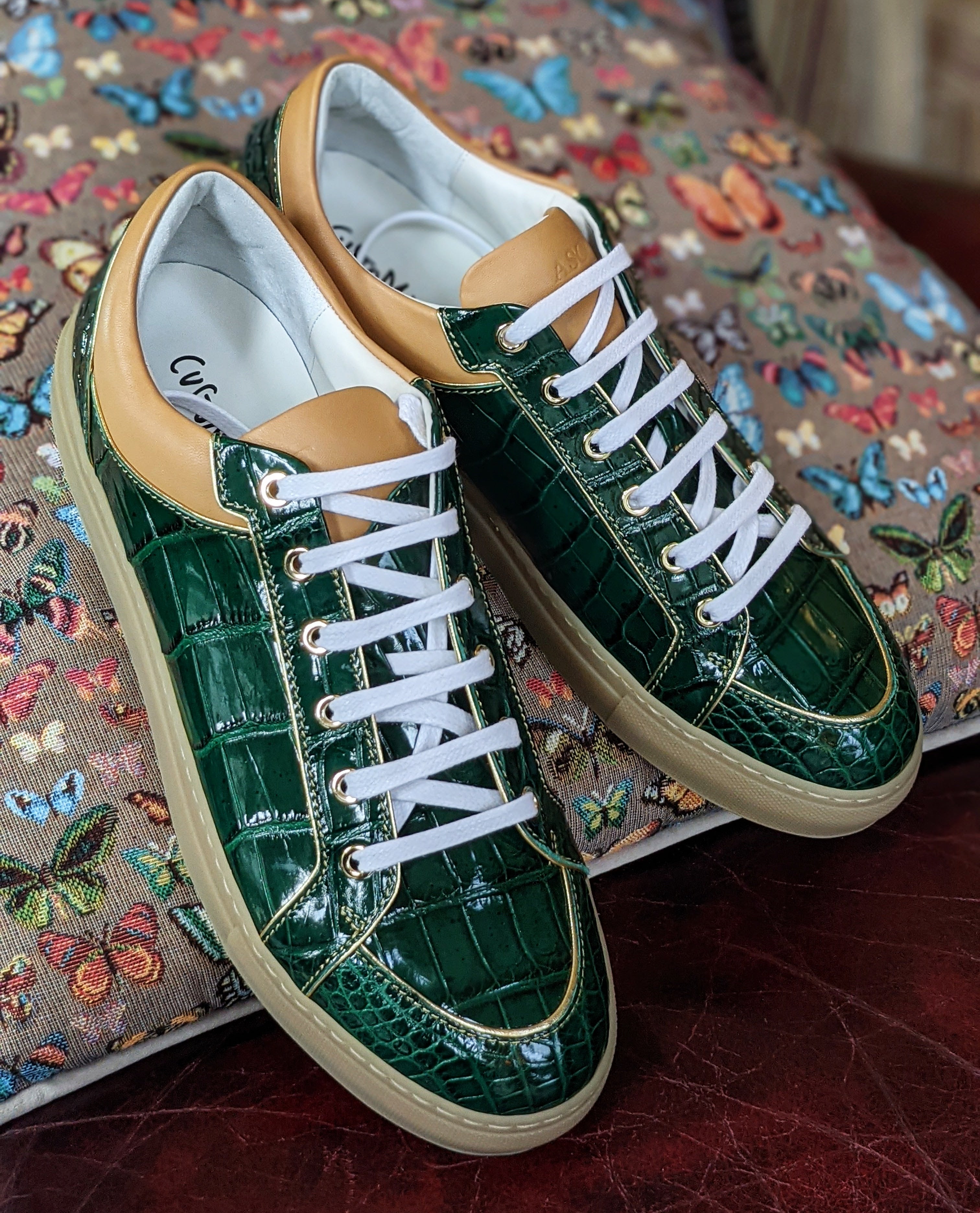Ascot Sneakers - Emerald Green Alligator - Ascot Shoes