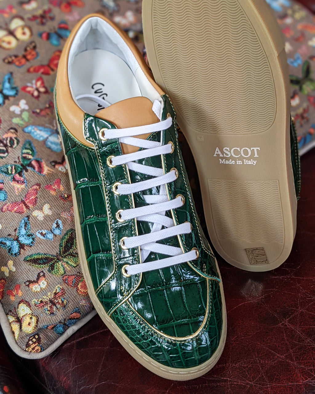 Ascot Sneakers - Emerald Green Alligator - Ascot Shoes