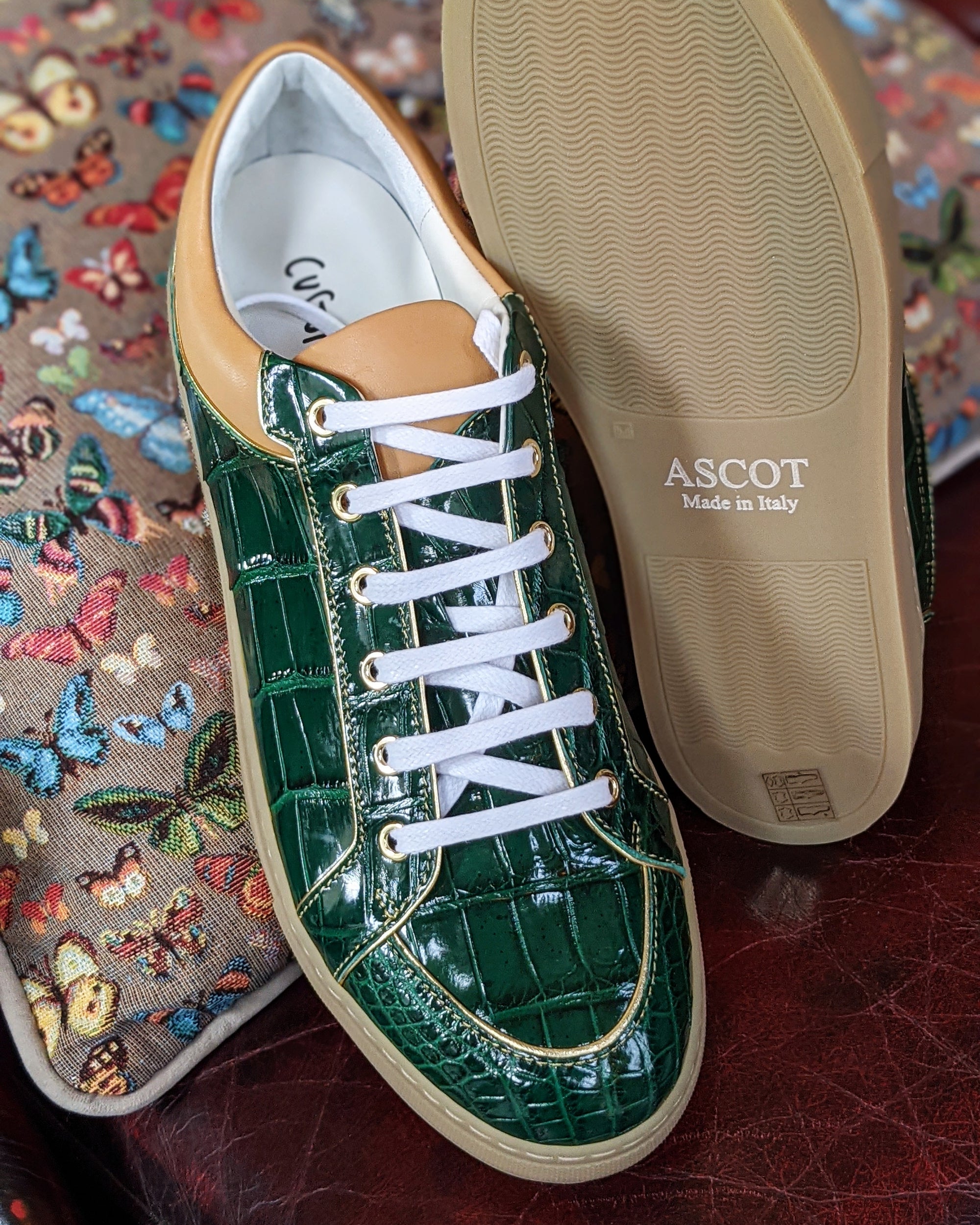 Ascot Sneakers - Emerald Green Alligator - Ascot Shoes