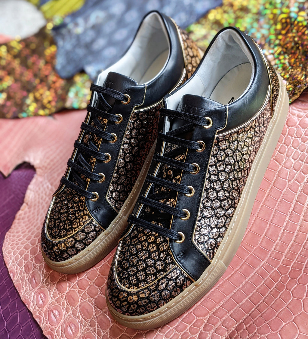 Ascot Sneakers - Gold Dust Python - Ascot Shoes