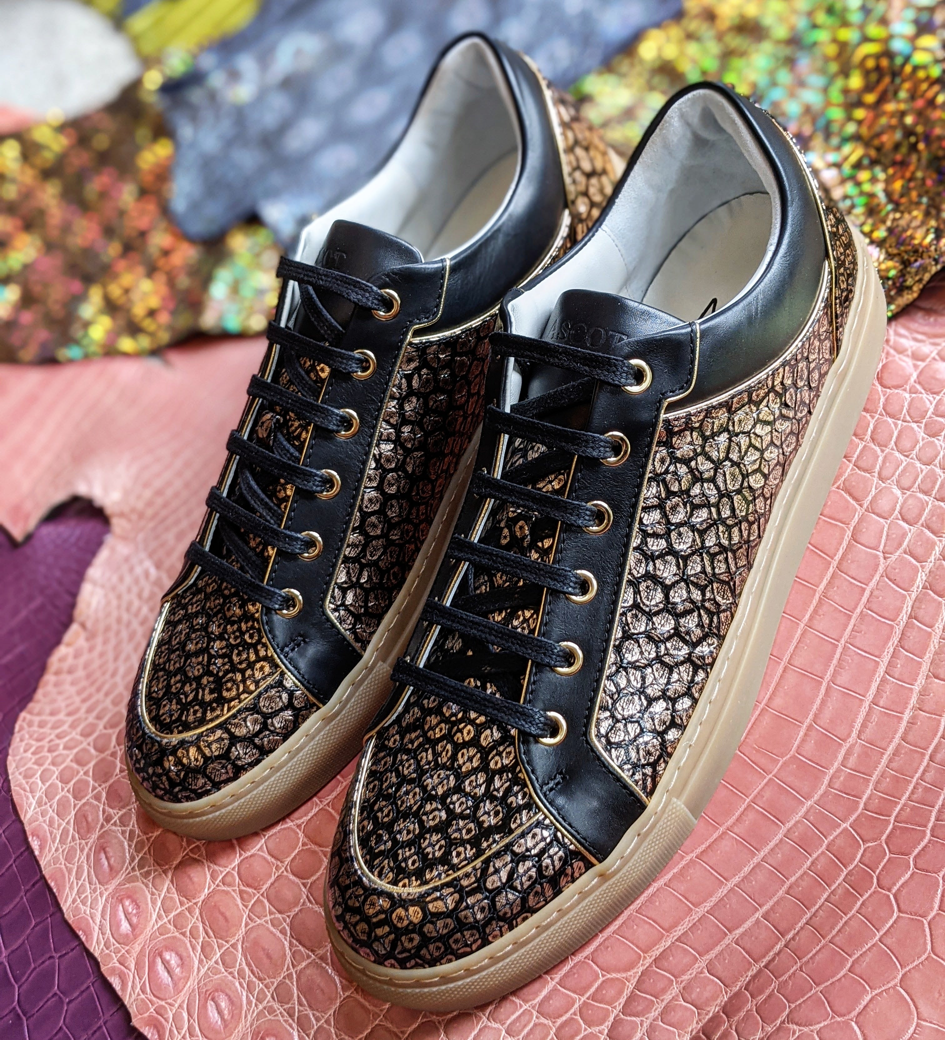 Ascot Sneakers - Gold Dust Python - Ascot Shoes