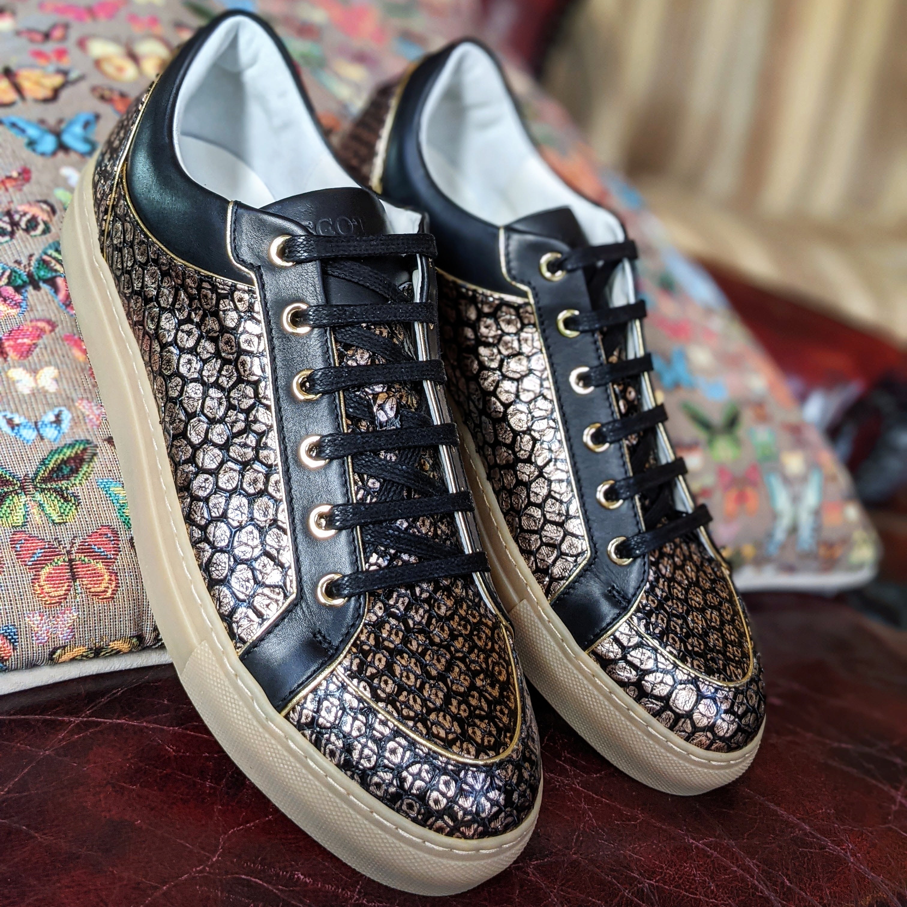 Ascot Sneakers - Gold Dust Python - Ascot Shoes