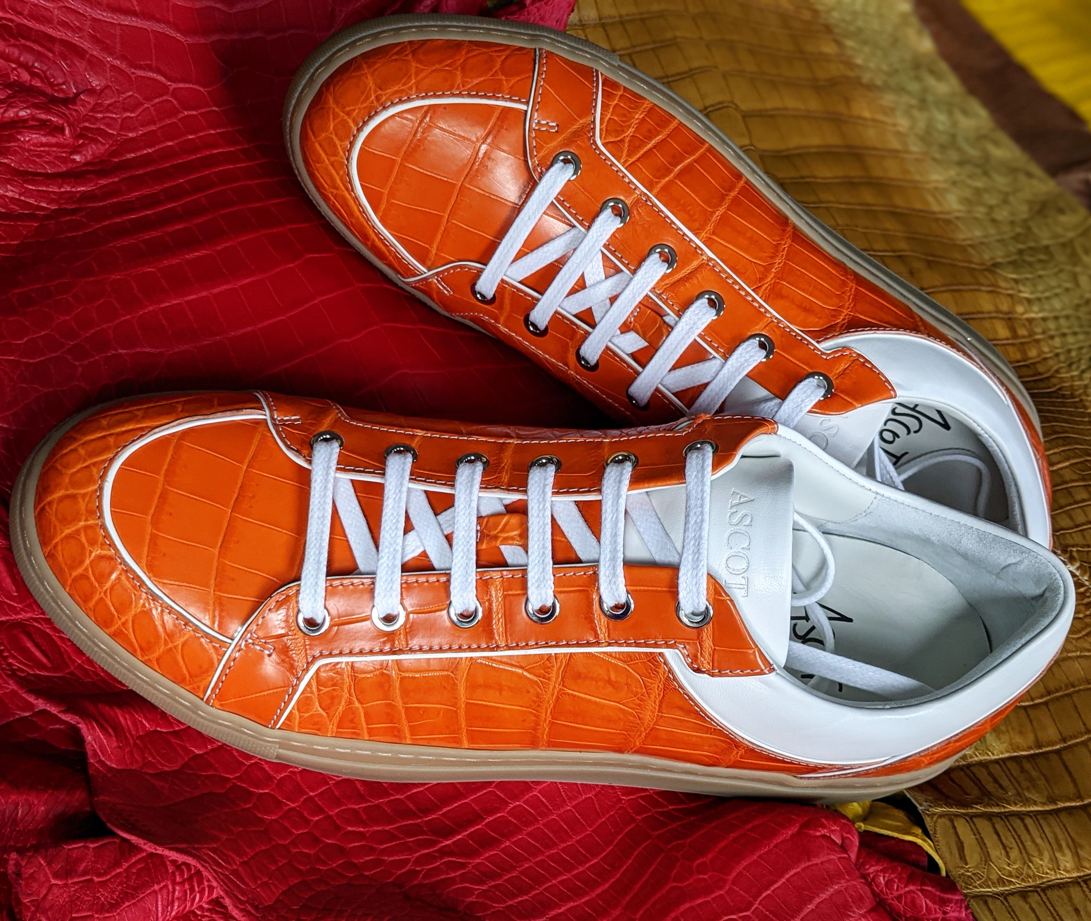 Ascot Sneakers - Orange Crocodile - Ascot Shoes