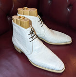 Ascot Chukka Boots - White Alligator - Ascot Shoes