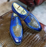 Ascot Kaan - Blue Calf & Caviar Alligator - Ascot Shoes