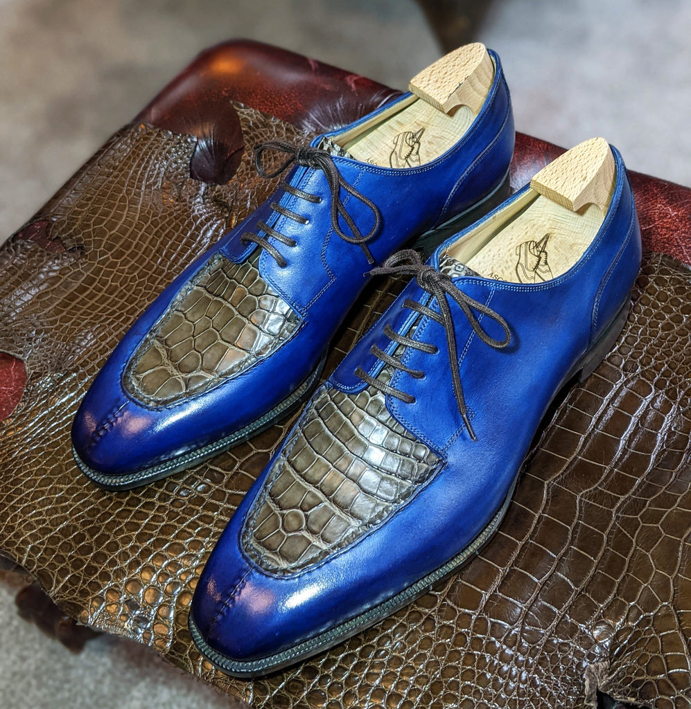 Ascot Kaan - Blue Calf & Caviar Alligator - Ascot Shoes