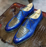 Ascot Kaan - Blue Calf & Caviar Alligator - Ascot Shoes
