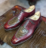 Ascot Kaan - Bordeaux Calf & Caviar Alligator - Ascot Shoes