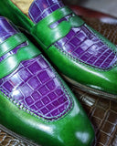 Ascot Sinatra - Green calf & Purple Alligator - Ascot Shoes