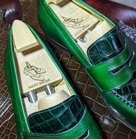 Ascot Sinatra - Green Calf & Emerald Green Crocodile