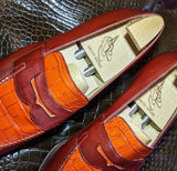 Ascot Sinatra - Tan Calf & Light Cognac Crocodile - Ascot Shoes