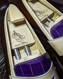 Ascot Sinatra - Cream Calf & Purple Crocodile - Ascot Shoes