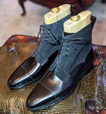 Ascot High Boots - Black Calf & Black Suede - Ascot Shoes