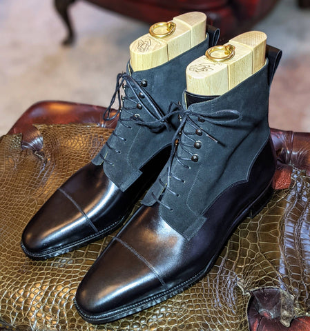 Ascot High Boots - Black Calf & Black Suede